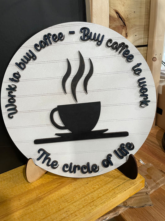 9" wood homemade Coffee Sign stand included